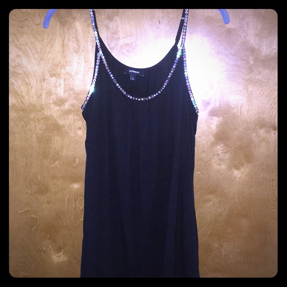 EXPRESS Black Loose Tank Top w/ sequence trim